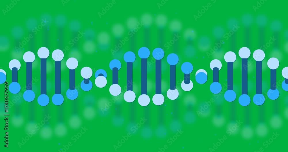 Canvas Prints animation of macro 3d blue dna strands spinning over transparent background