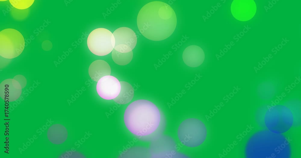 Wall mural animation of bokeh multicoloured light spots flickering over transparent background