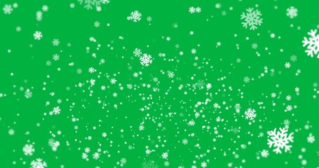 Animation of snowflakes falling on transparent background - Powered by Adobe