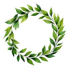 Watercolor laurel leaves frame a delicate oval ring, radiating a natural and organic beauty.