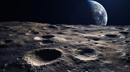 月の表面から見た地球、宇宙素材