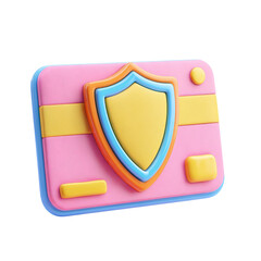 Secure Credit Card 3D Render with Financial Protection, and Shield Symbol.