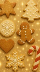 Festive cookies on golden mobile wallpaper