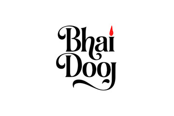 Happy Bhai Dooj Typography Design, Festive Calligraphy Text