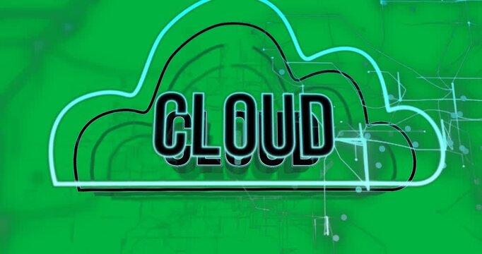 Animation of cloud and connections on transparent background