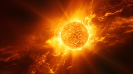 赤い太陽、太陽フレアのイメージ