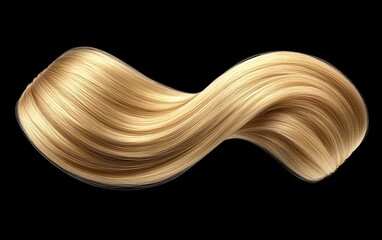 Luxurious shiny blonde hair swatch in an elegant S curve isolated on black.