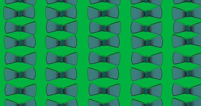 Multiple blue bow tie icons in seamless pattern against copy space on transparent background