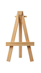 Small wooden easel,  light-colored wood, simple design,  isolated