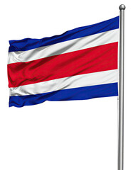 Naklejka premium Waving Costa Rican flag on a pole