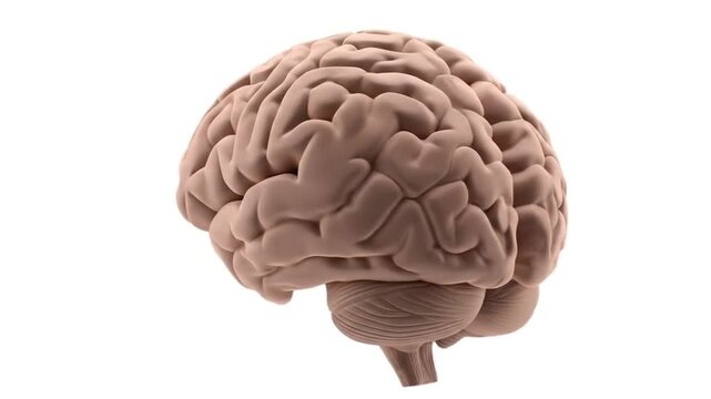 A realistic 3D rendering of the human brain, showcasing its intricate gyri and sulci.