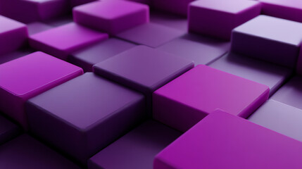 Obraz premium Purple and violet 3D cubes arranged in a grid pattern create a smooth, glossy abstract background with depth and modern digital aesthetics