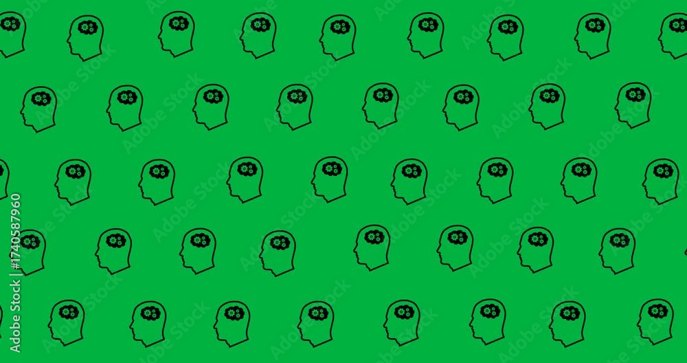 Wall mural multiple human head icons in seamless pattern against copy space on transparent background