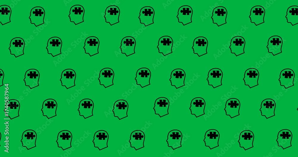 Wall mural multiple human head icons in seamless pattern against copy space on transparent background