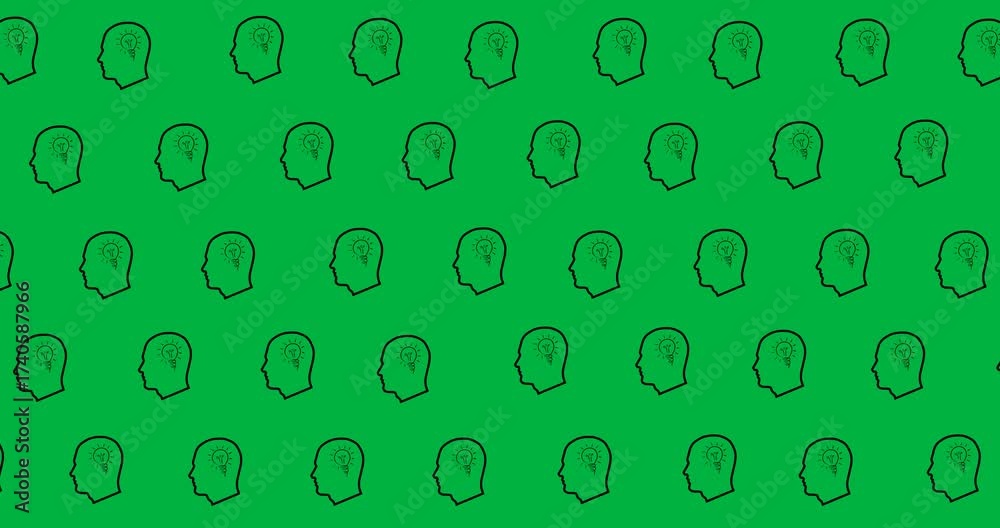 Wall mural multiple human head icons in seamless pattern against copy space on transparent background