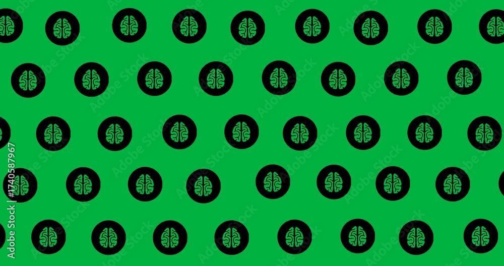 Wall mural multiple human brain icons in seamless pattern against copy space on transparent background