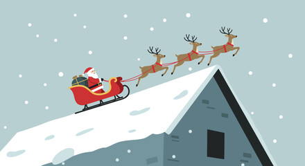 Santa's Sleigh Ride A Christmas Eve Flight Above Snowy Roofs © Miu Studio