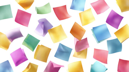 flying colorful sticky notes Pages isolated on transparent background Remove png, Clipping Path, pen tool