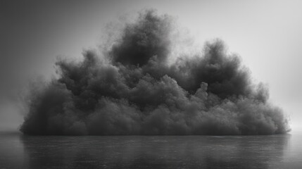 Dramatic dark cloud formation reflected on a still surface.