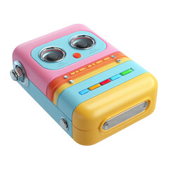 Retro Cassette Player  Vintage Audio Device  Colorful Design.