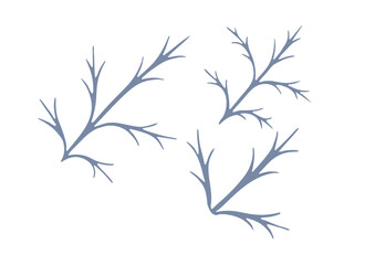 Naklejka premium Illustration of three stylized blue plant sprigs with thin branches.