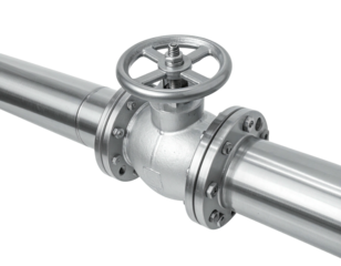 Close-up of a metal pipeline with a valve