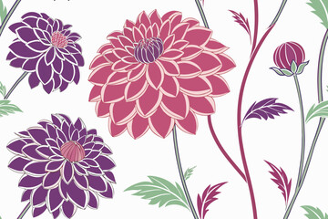seamless pattern with Dahlia flowers
