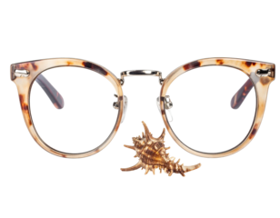 Round eyeglasses with a small seashell detail