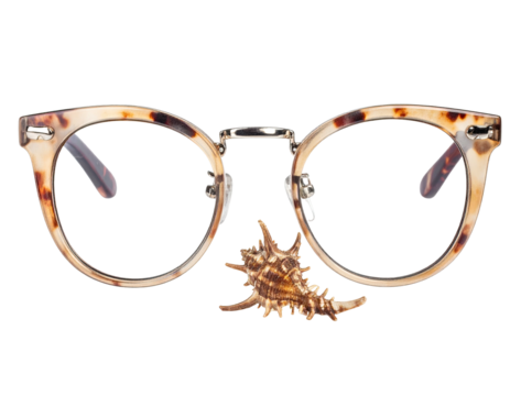 Round eyeglasses with a small seashell detail