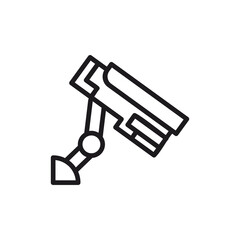 Surveillance Camera Outline Icon on White Background