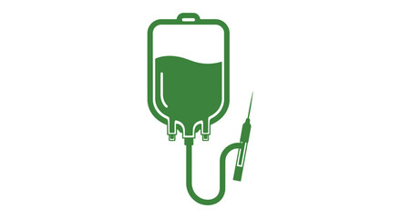 Illustrative depiction of an intravenous drip bag set in green, conveying healthcare themes like