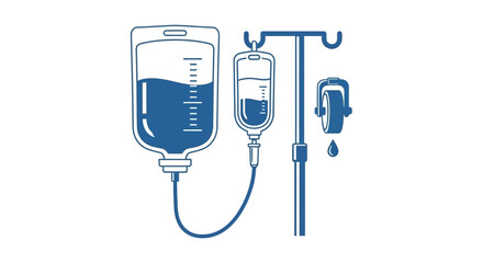 Stylized medical intravenous drip illustration depicting treatment and care in clinic