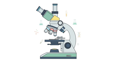 Illustration of scientific microscope for laboratory research and development studies