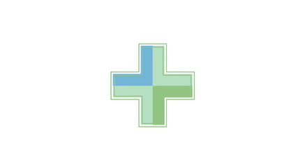 Balanced medical plus sign with a blue and green palette creating a health theme