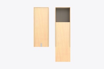 2 boxes with slider cover opened and closed for branding and identity. 3d illustration