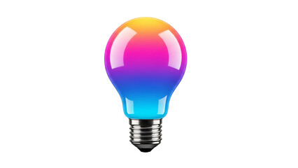 Fototapeta premium Colorful light bulb led smart bulb lighting technology innovation idea bright electricity design 3d render 100w on transparent background