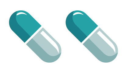 Medical capsule icon set, representing medicine, health, and pharmaceutical products