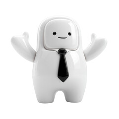 Fototapeta premium Friendly white mascot figure with tie on transparent background