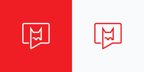 Minimalist emblem design featuring an animal head within a speech bubble