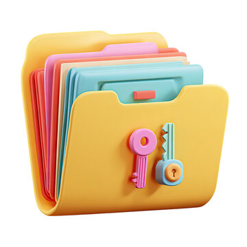 Secure Data Folder 3D Render Pastel.