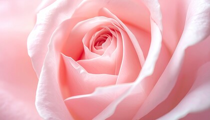 Close Up View of a Pink Rose with Soft Light and Gentle Curves Delicate Petals and Subtle Texture Emphasizing Beauty and Elegance with a Dreamy Quality