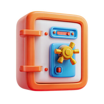Safe Box 3D Icon with Security, Finance, and Savings.