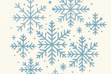Fototapeta premium Blue snowflakes on beige background.