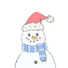 Christmas snowman portrait. Classic winter character isolated on white.