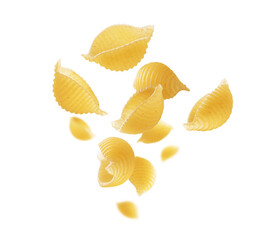 Italian pasta in the shape of a heart on a white background