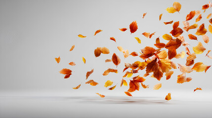 autumn leaves falling isolated for background 3d rendering Stock Illustration