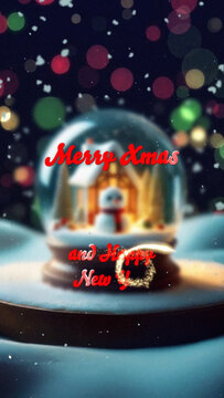 Christmas Snowglobe Title Animation Vertical | Festive Winter Greeting Card Intro