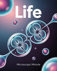 Abstract Illustration of Cell Division and Life â€“ Microscopic Biology Background with Colorful Molecular Structure and Scientific Concept Art