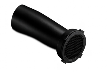 Black rifle scope eyepiece isolated on transparent background