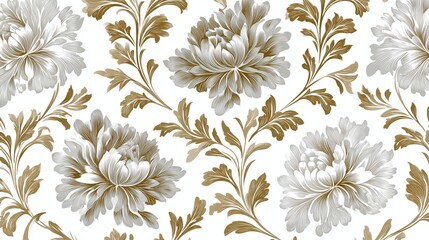 Vintage floral seamless pattern with golden leaves
